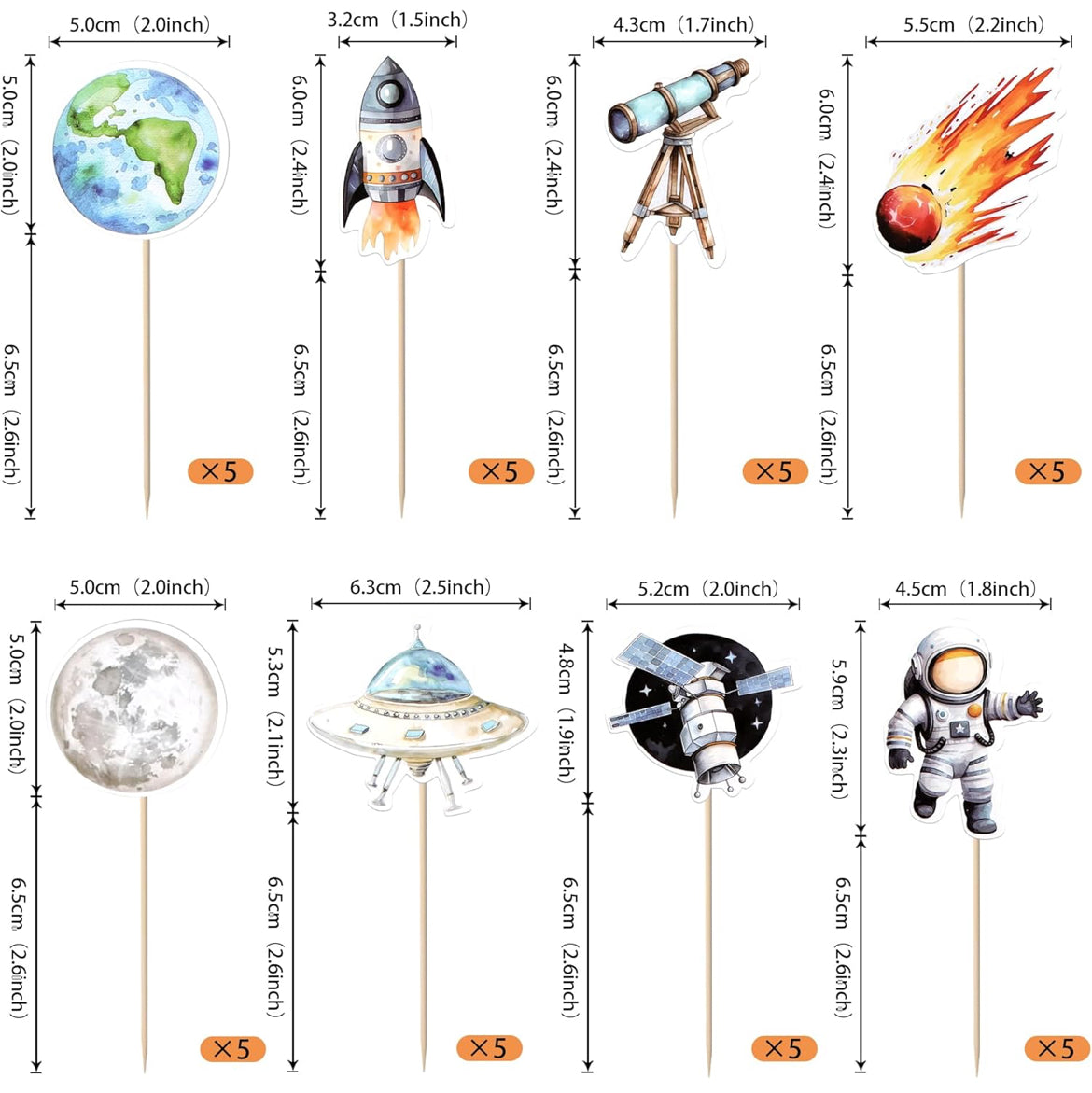 Astronaut Cupcake Toppers (40 pcs.)