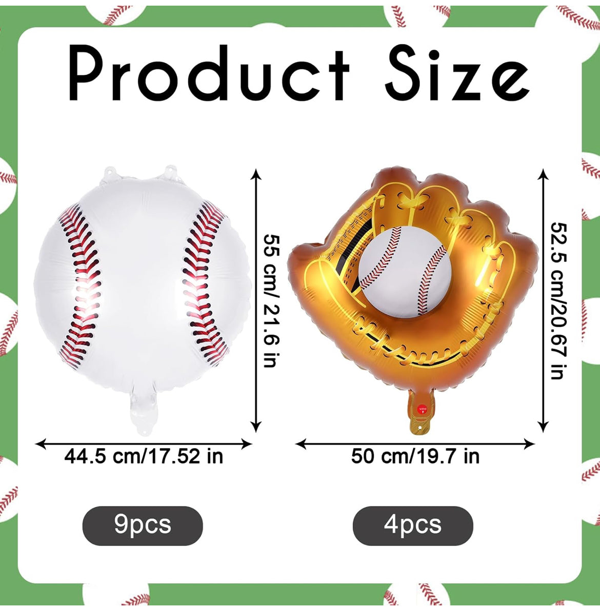 20 inch. Baseball Balloon Foils (13 pcs)