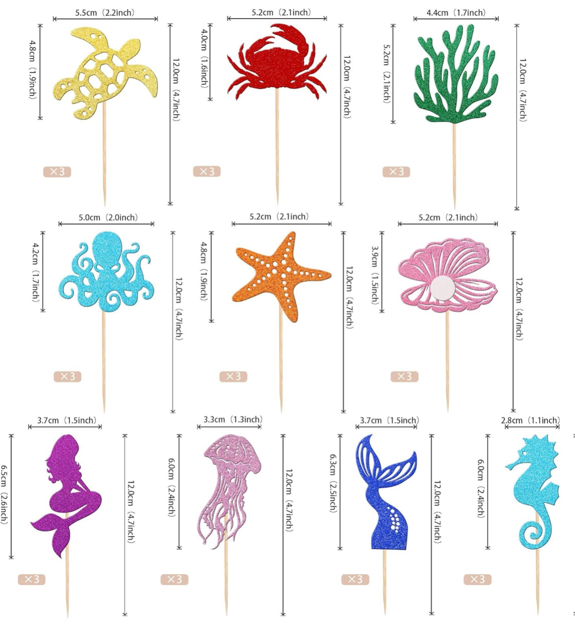 Mermaid Cupcake Toppers (30 pcs.)