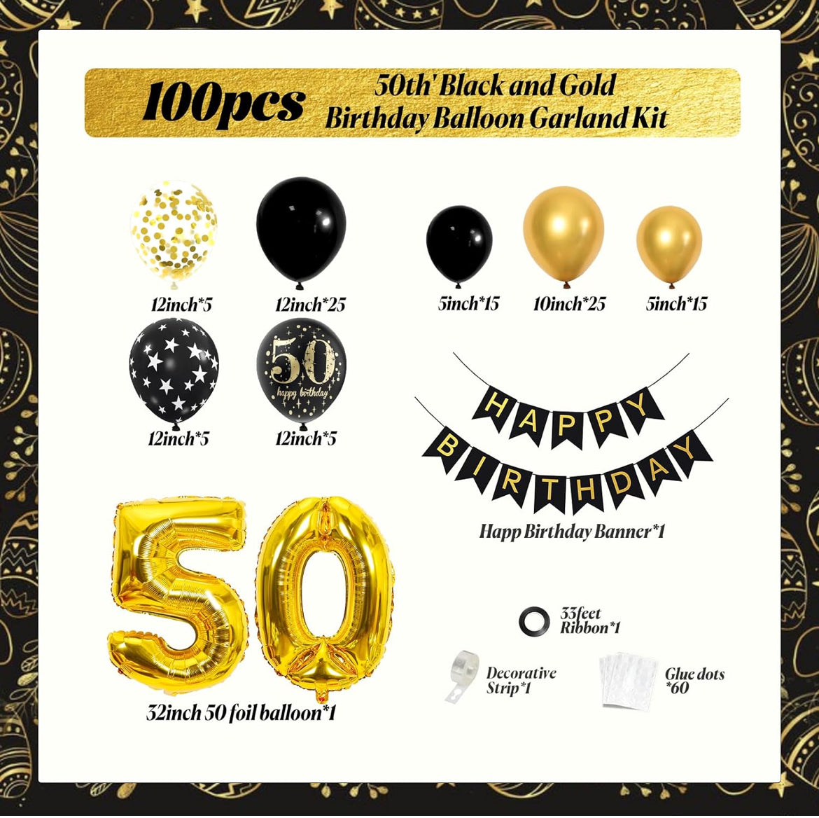 50th Bday Theme (Black Gold)