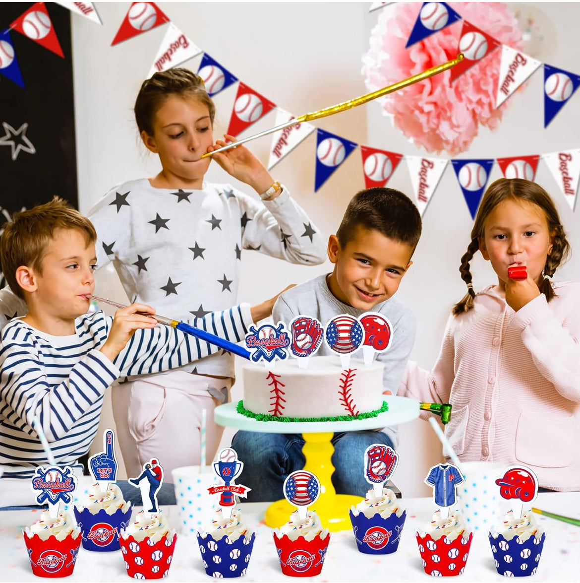 Baseball Cupcake Toppers (48 pcs.)