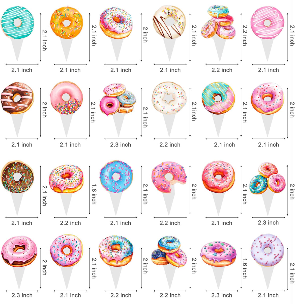 Donut Grow Up Cupcake Toppers (48 pcs)